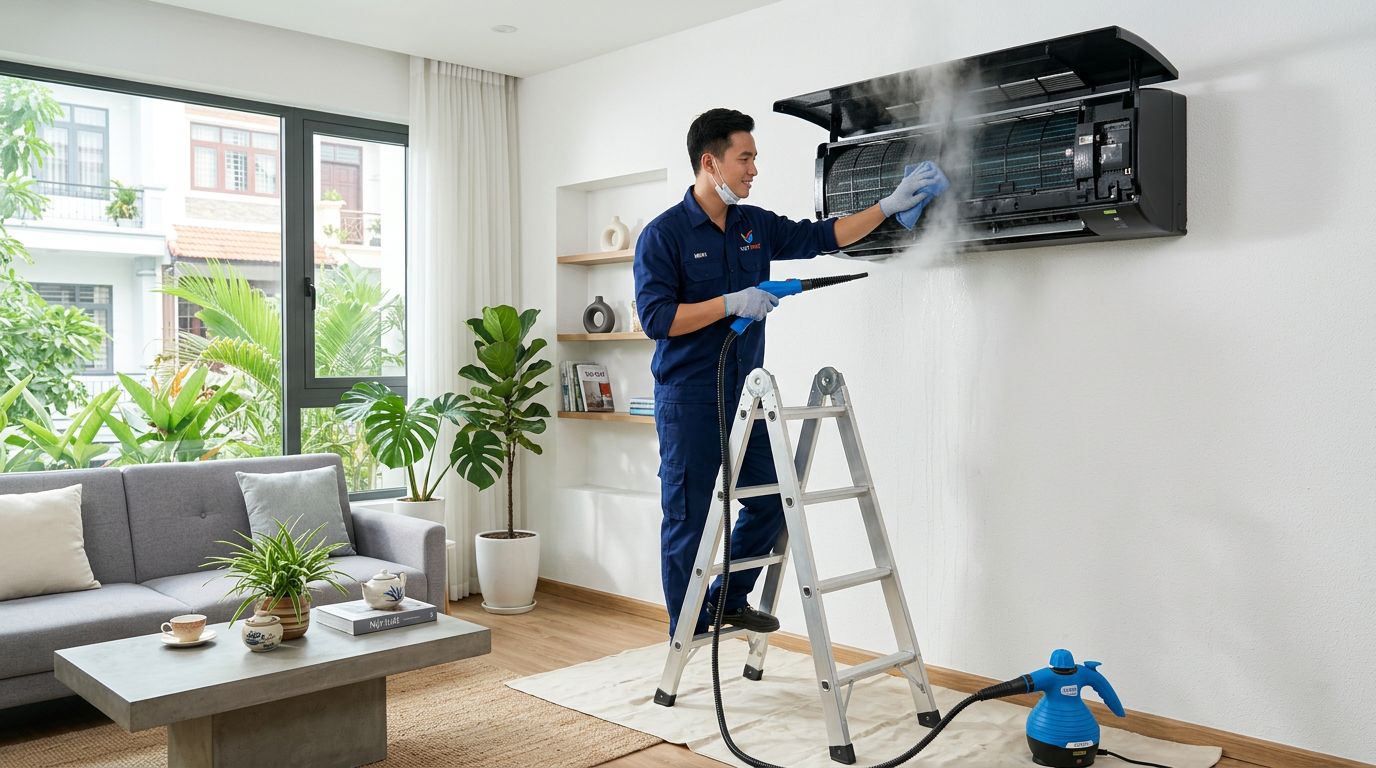 Dịch vụ vệ sinh máy lạnh chuyên nghiệp tại Biên Hòa của HOMAN HOME