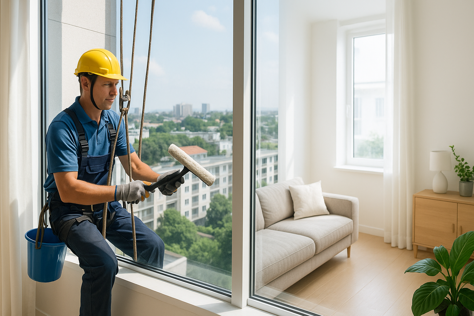 Dịch vụ lau kính tòa nhà cao tầng Biên Hòa - HOMAN HOME