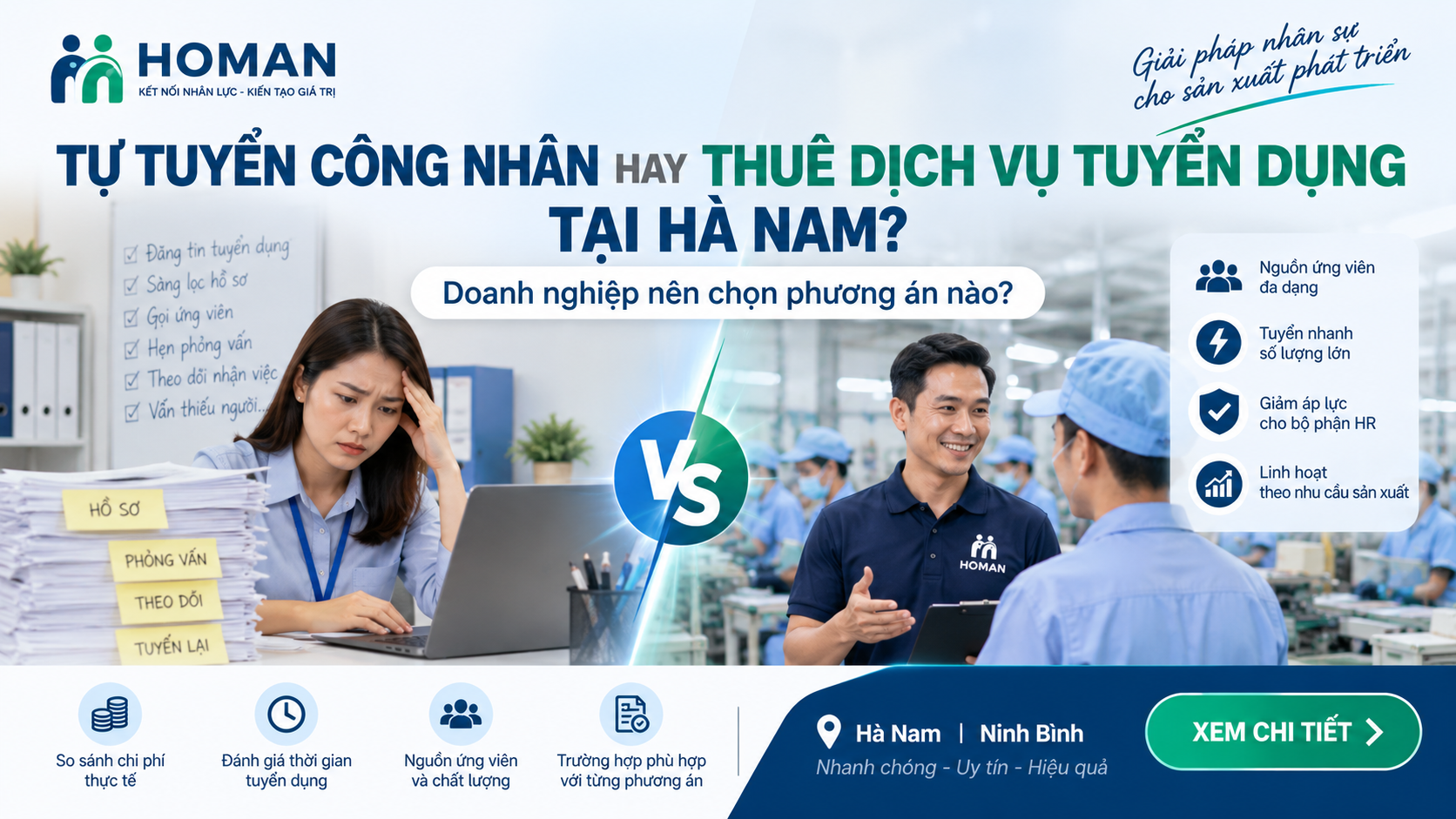 Tự Tuyển Công Nhân Hay Thuê Dịch Vụ Tuyển Dụng Tại Hà Nam? Doanh Nghiệp Nên Chọn Phương Án Nào?