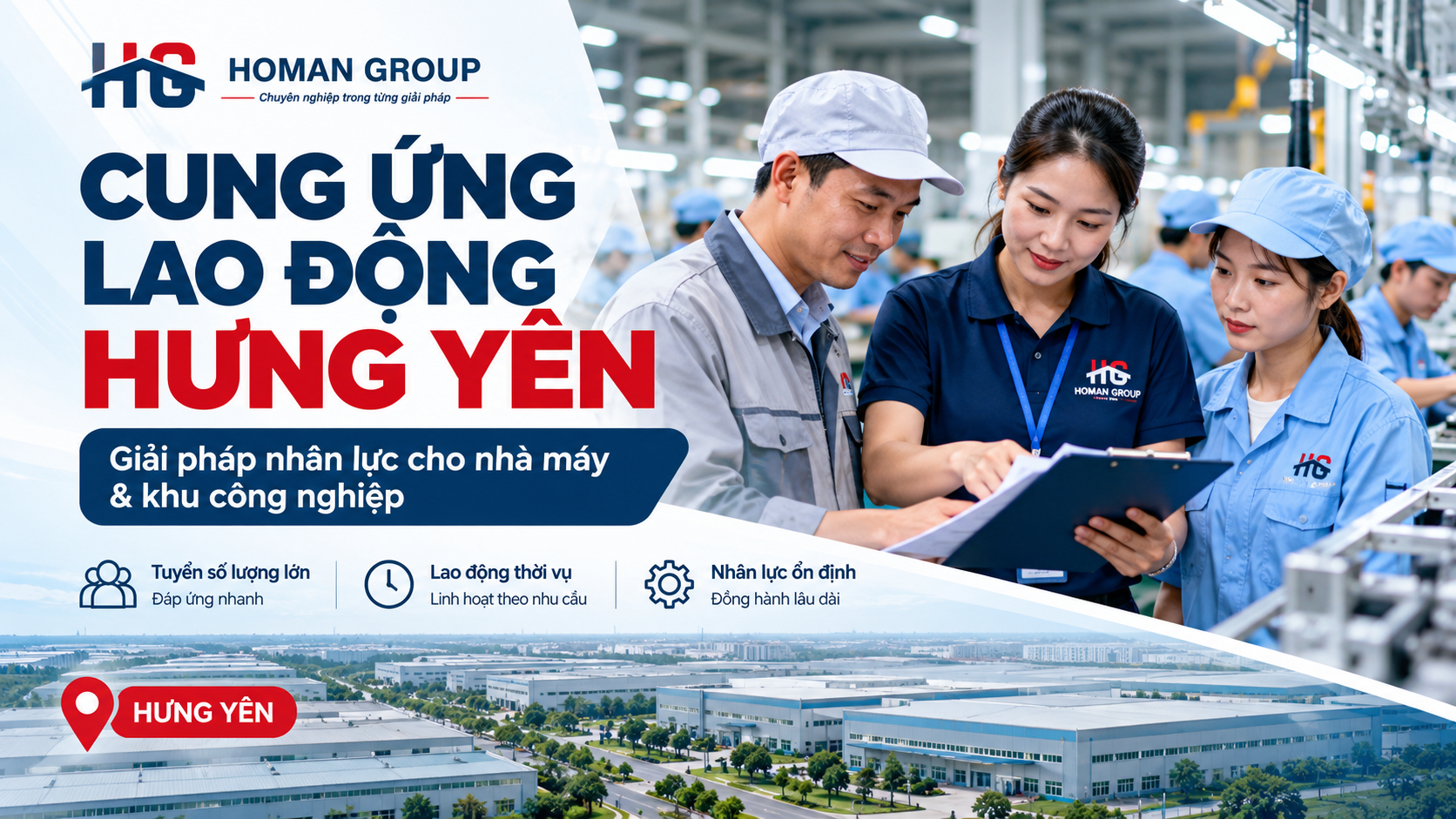 Cung ứng lao động Hưng Yên cho nhà máy & KCN | HOMAN