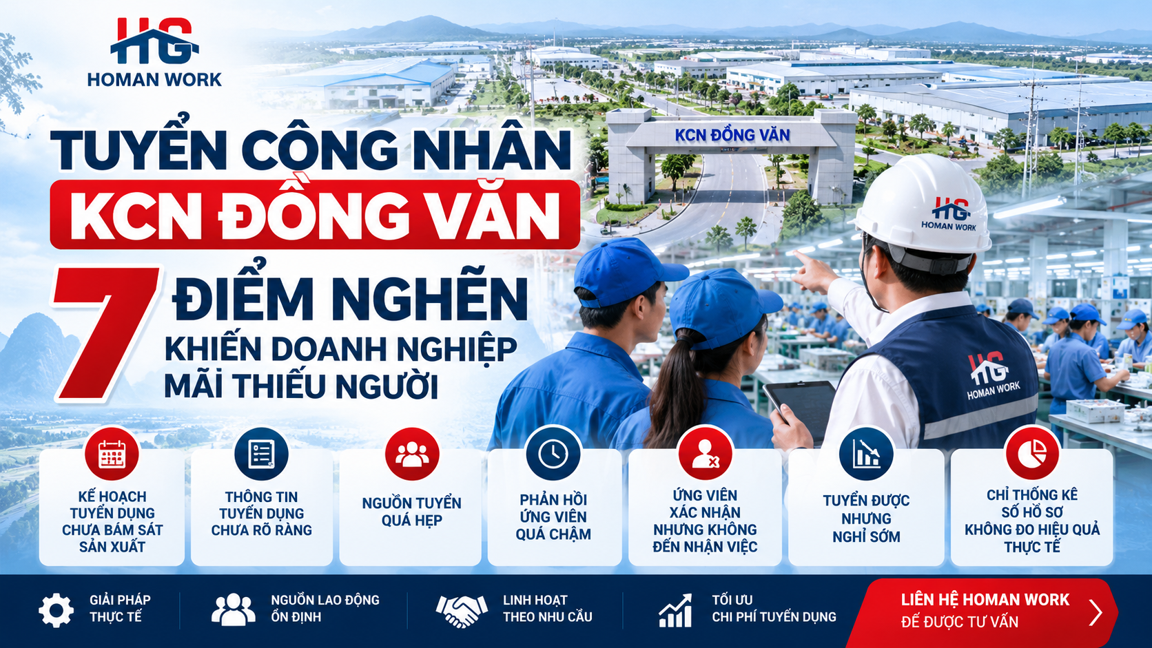Tuyển công nhân KCN Đồng Văn: 7 điểm nghẽn | HOMAN