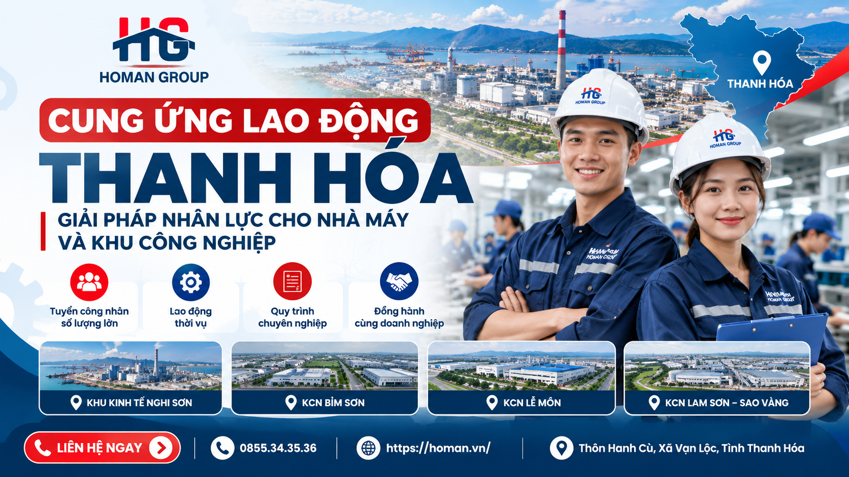 Cung Ứng Lao Động Thanh Hóa Cho Nhà Máy, KCN | HOMAN