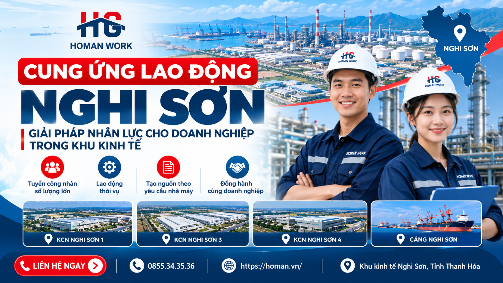 Cung Ứng Lao Động Nghi Sơn Cho Nhà Máy, KCN | HOMAN